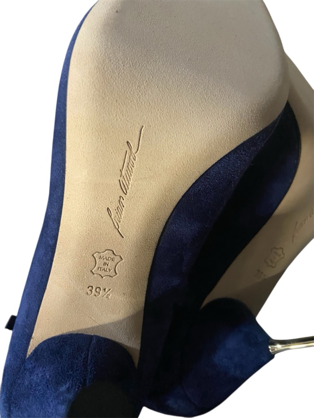 NWOB Brian Atwood royal blue suede peep-toe booties size 39 1/2 - Picture 6 of 8